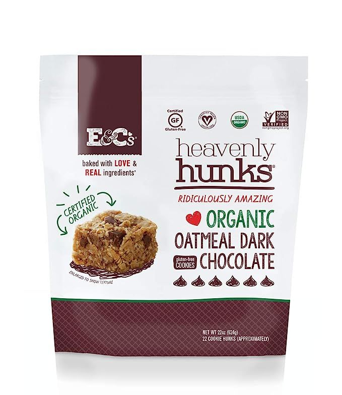 E&C’s Snacks Heavenly Hunks - Certified Organic Gluten-Free Oatmeal Dark Chocolate Cookies (22 ... | Amazon (US)