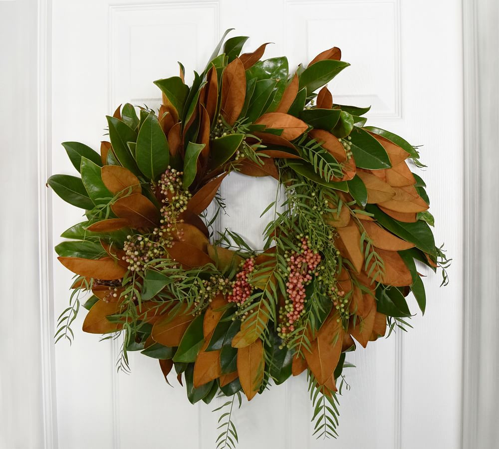 Fresh Magnolia, Pepperberry & Seeded Eucalyptus Wreath | Pottery Barn (US)