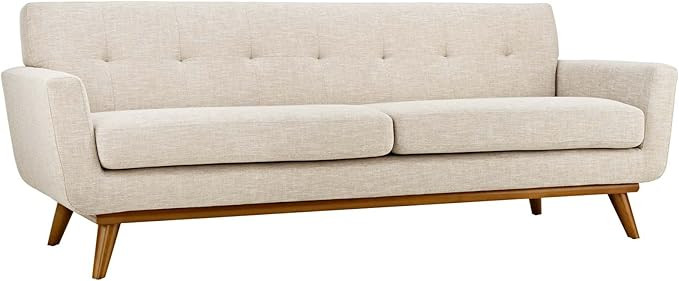 Modway Engage Mid-Century Modern Upholstered Fabric Sofa in Beige | Amazon (US)