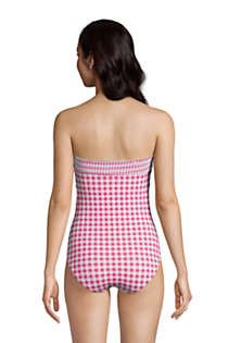Draper James x Lands' End Women's Chlorine Resistant Bandeau One Piece Swimsuit Removable Straps | Lands' End (US)