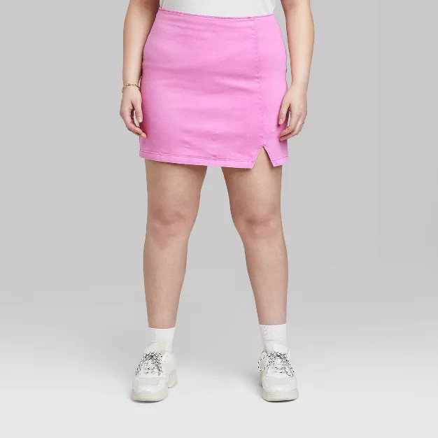 Women's Notch Front Seamed Jean Mini Skirt - Wild Fable™ | Target