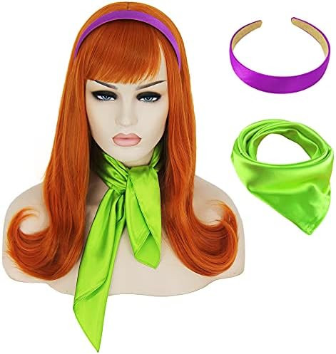 FOVER Daphne Wig for Women Orange Copper Daphne Costume Wigs for Girls with Scarft Headband for Hall | Amazon (US)