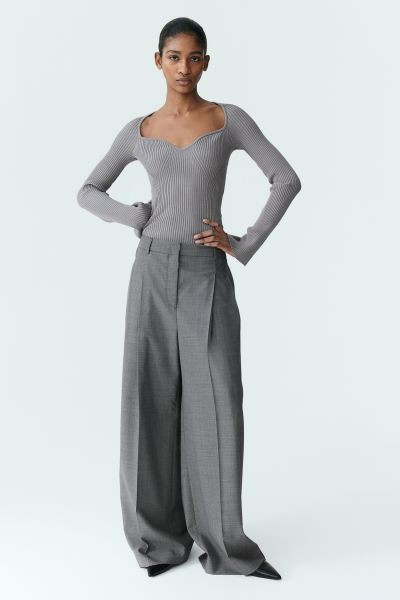Jersey en punto de canalé - Gris - MUJER | H&M ES | H&M (FR, IT, ES, PT, BE)