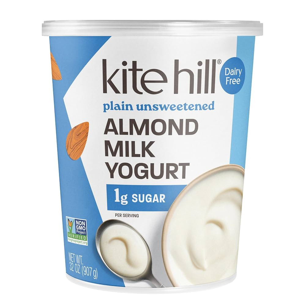 Kite Hill Plain Unsweetened Almond Milk Yogurt, 32 Ounces, Dairy Free, Live and Active Cultures, ... | Amazon (US)