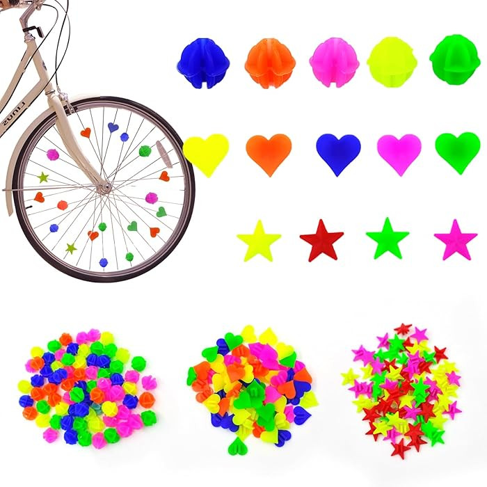 210 Pcs Bike Wheel Spokes Beads, Colorful Plastic Clip Beads Bicycle Bike Spoke Decorations, Chil... | Amazon (US)
