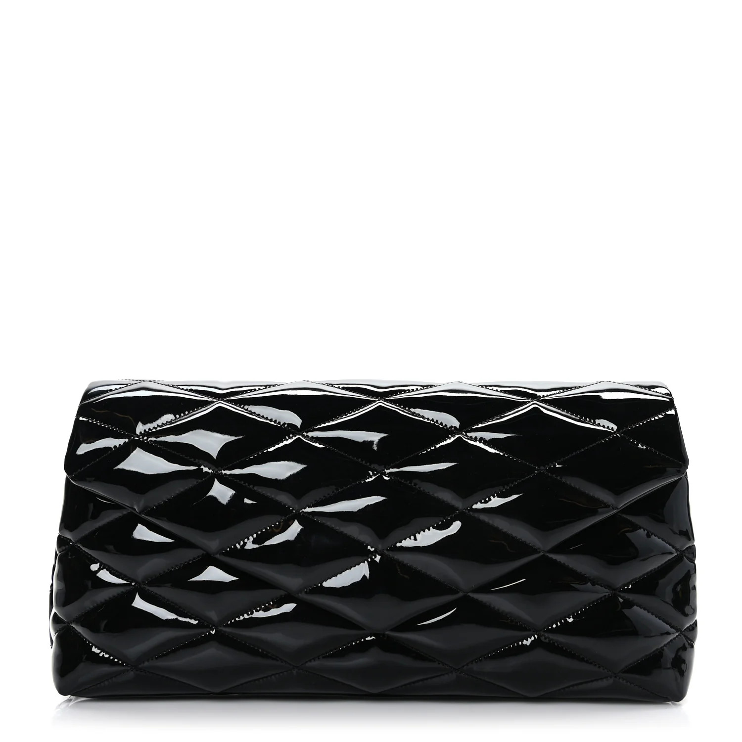 Patent Quilted Sade Puffer Envelope Clutch Black | FASHIONPHILE (US)