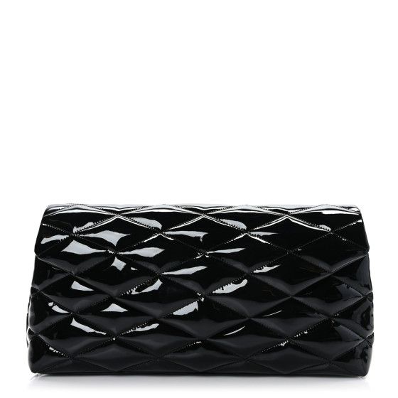 Patent Quilted Sade Puffer Envelope Clutch Black | FASHIONPHILE (US)