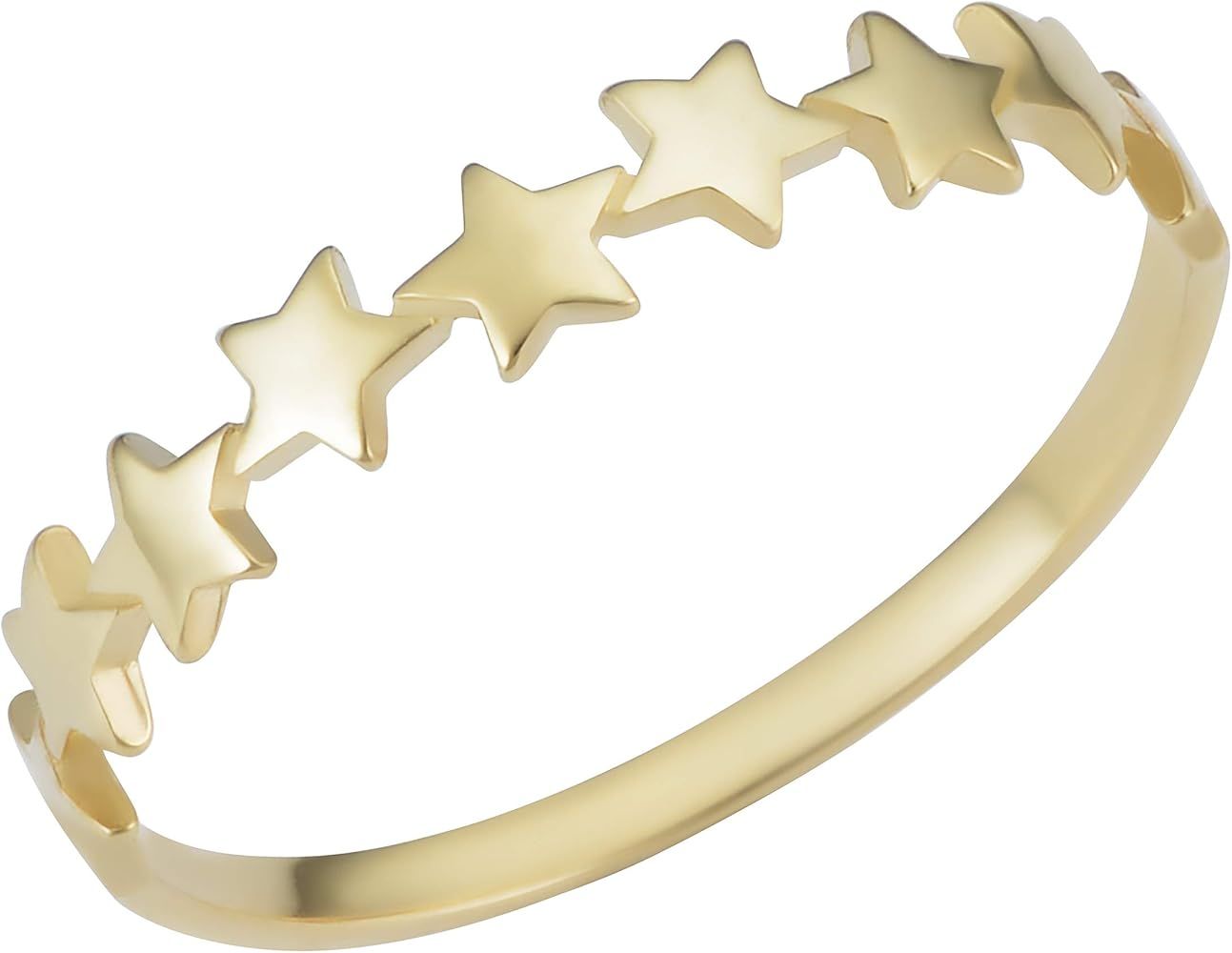 14k Yellow Gold Row of Star Minimalist Ring | Amazon (US)