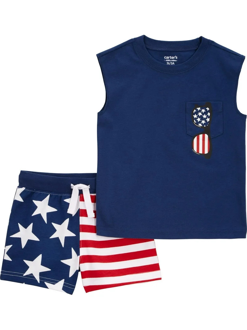 Carter's Child of Mine Baby and Toddler Boy Patriotic Outfit Set, 2-Piece, Sizes 12M-5T | Walmart (US)