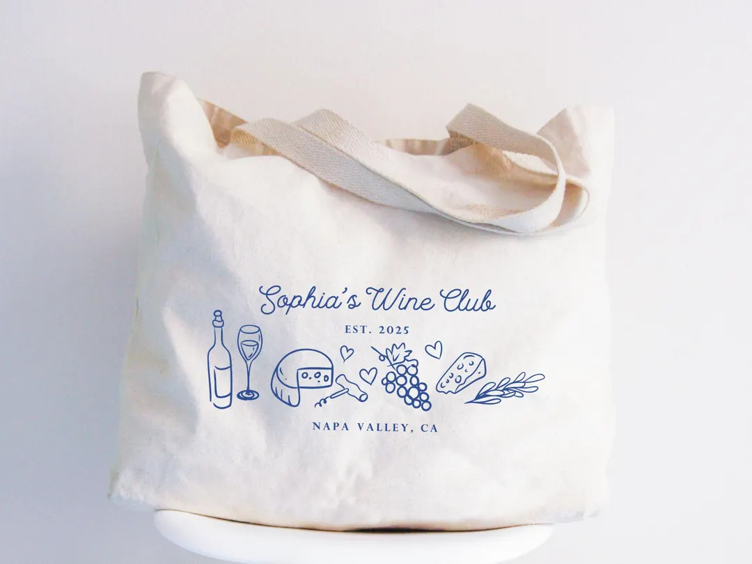 Custom Wine Club Bachelorette Canvas Tote Bag, Bridal Shower Gift, Bachelorette Party Gifts, Wine... | Etsy (Global)