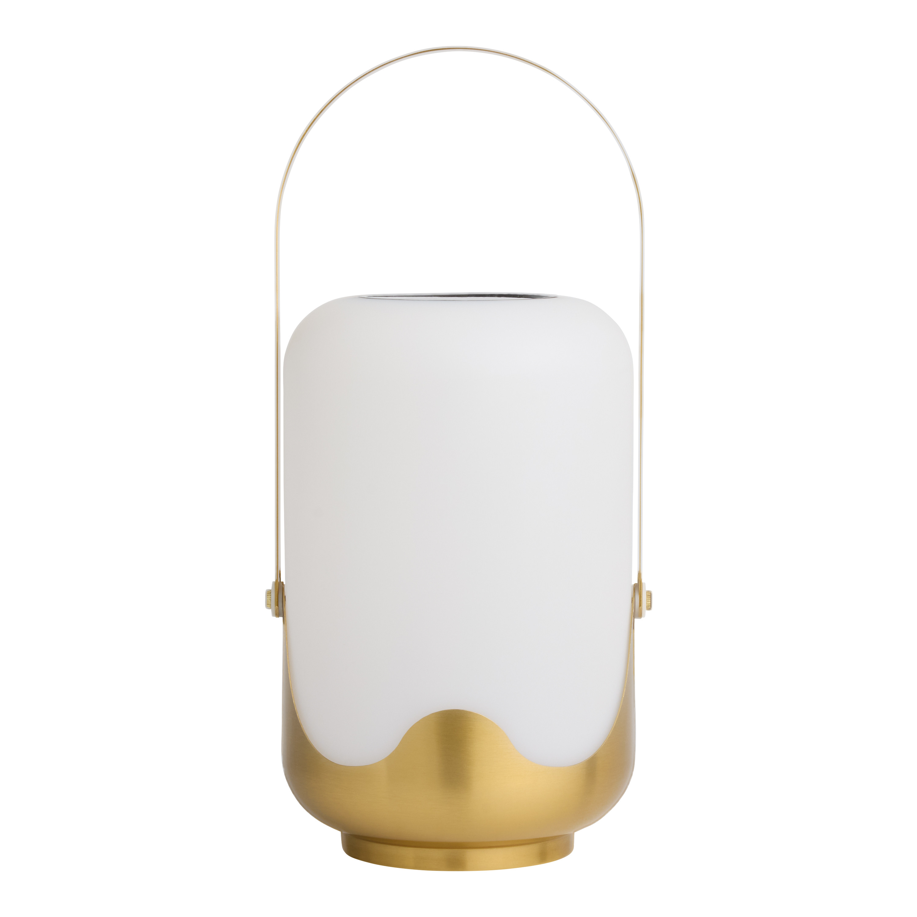 Brass and White Wave Solar LED Lantern with Dimmer | World Market