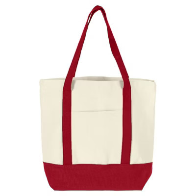 Unique Bargains Zipper Reusable Canvas Tote Bag with Internal and External Pockets Red | Target