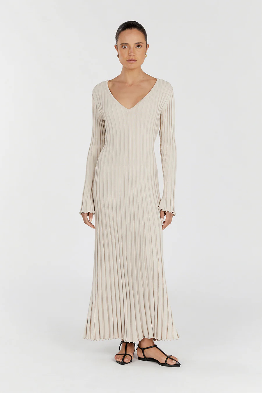 REIGN STONE SLEEVED KNIT MIDI DRESS | DISSH