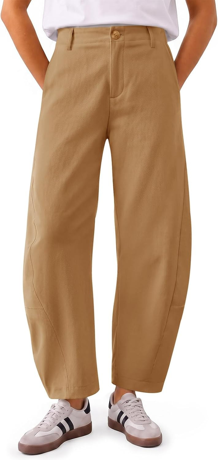Yousify Womens Baggy Barrel Pants Curved Elastic Waist Tapered Leg Trousers | Amazon (US)