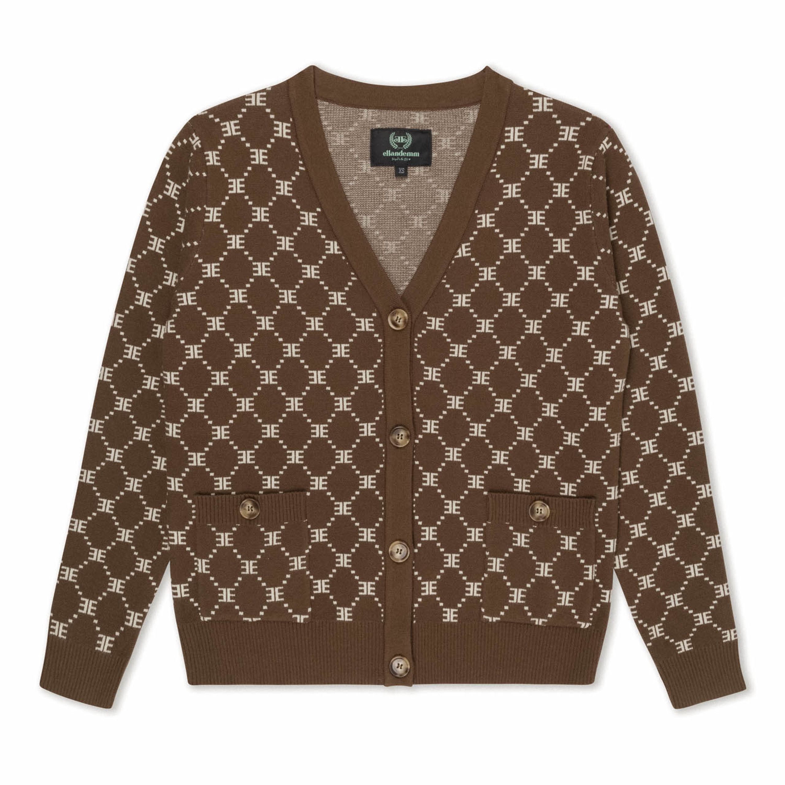 EE Monogram Cardigan Chocolate Brown | EllandEmm