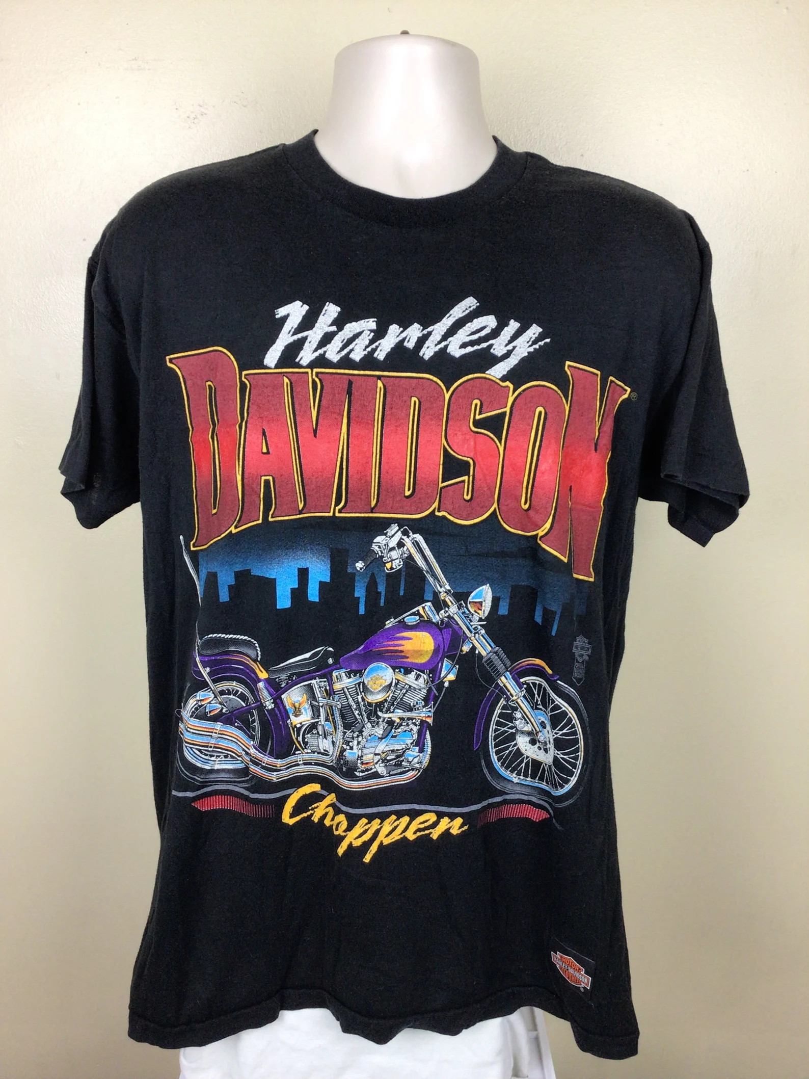 Vtg 80s 90s Harley Davidson Chopper T-shirt Black L/XL Single Stitch Motorcycle Biker - Etsy | Etsy (US)