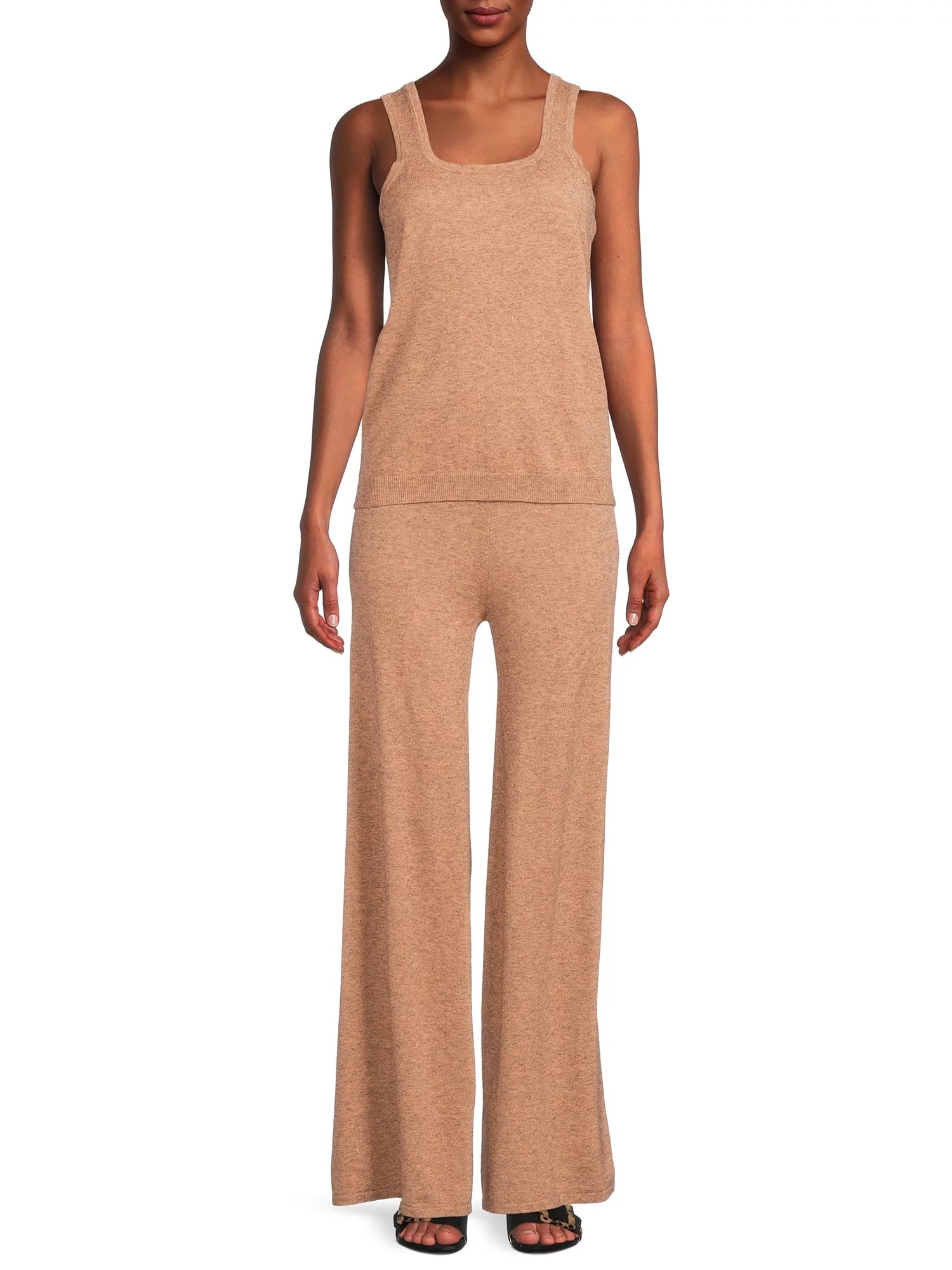 Time and Tru Women's Sweater Tank Top and Wide Leg Pants, 2-Piece Set - Walmart.com | Walmart (US)