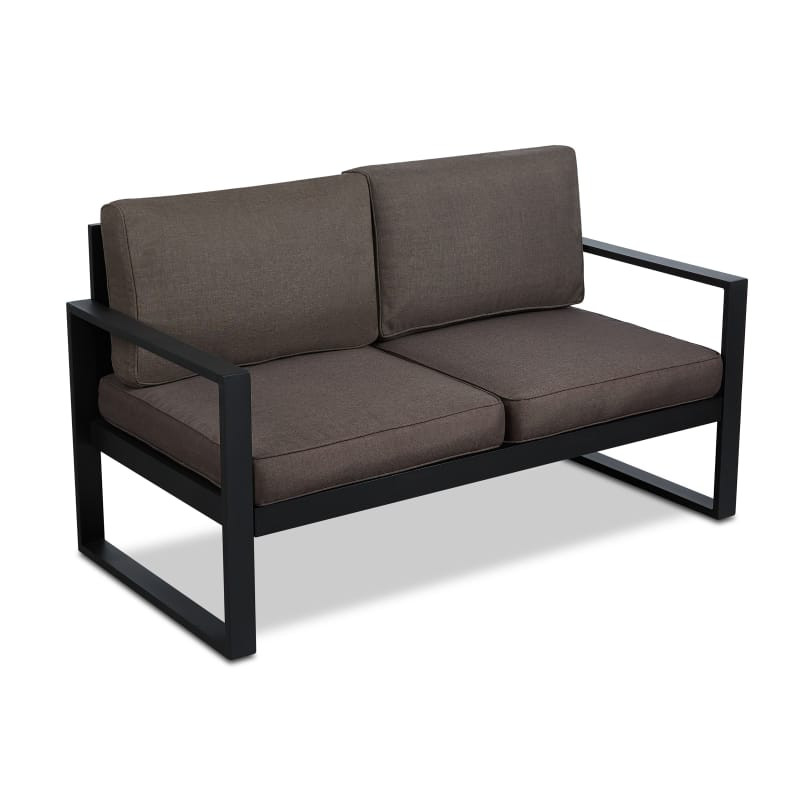 Real Flame 9624 Baltic 55 Inch Aluminum Framed Fabric Outdoor Loveseat Black Outdoor Furniture Sofas | Build.com, Inc.