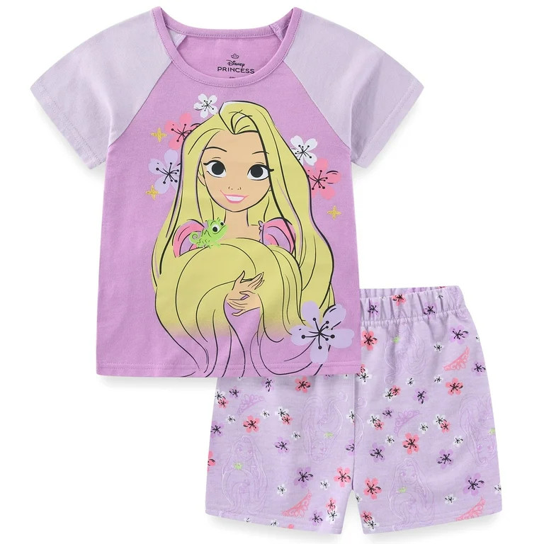 Disney Princess Rapunzel Short Sleeve T-Shirt and Shorts Set (Girls), 2 Piece Set, Sizes 2T-6X | Walmart (US)