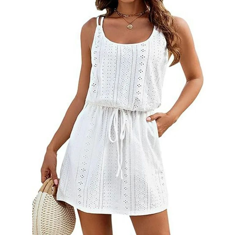 Swimsuit Cover Up for Women Wrap Waisted Spaghetti Strap Sleeveless Bathing Suit Cover Up Slightl... | Walmart (US)