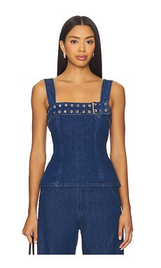 Amanda Uprichard Thalia Top in True Blue Wash from Revolve.com | Revolve Clothing (Global)