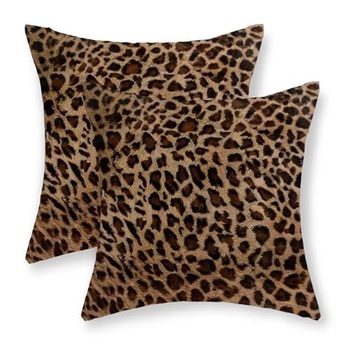 JEFERSO Cheetah Pillow Covers 18x18 Inch Set of 2 Leopard Brown Throw Pillows Animal Skin Print Pillow Cases Modern Decorative Pillows Outdoor Linen Farmhouse Cushion Case for Couch Sofa Room Decor | Amazon (US)