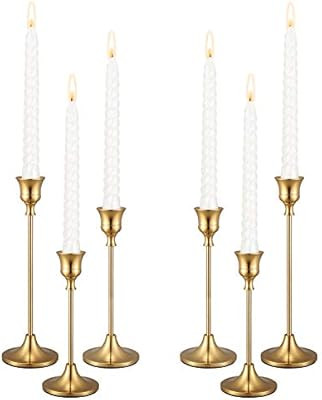 PNAVMG Candle Holders,Set of 6 Candlestick Holders for Taper Candles, Brass Gold Modern Decorativ... | Amazon (US)