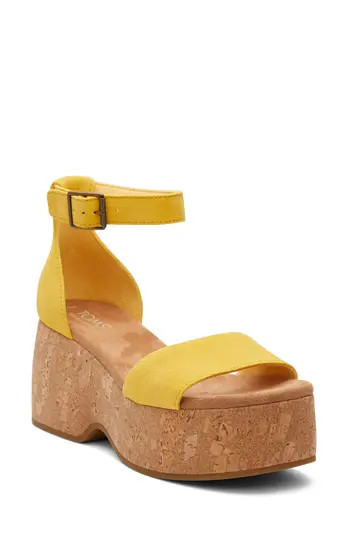 TOMS Laila Cork Platform Sandal in Yellow at Nordstrom Rack, Size 7.5 | Nordstrom Rack