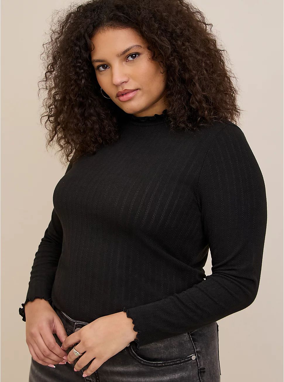 Knit Rib Lettuce Edge Turteneck | Torrid (US & Canada)