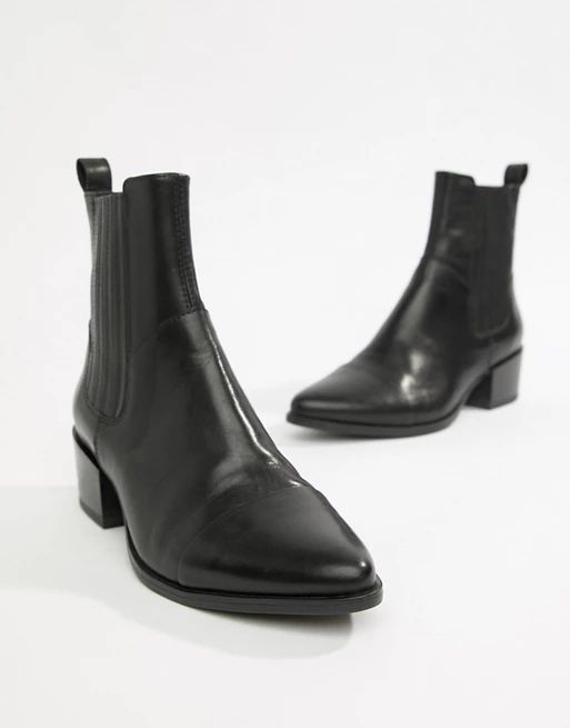 Vagabond Marja black leather pointed ankle boots | ASOS UK