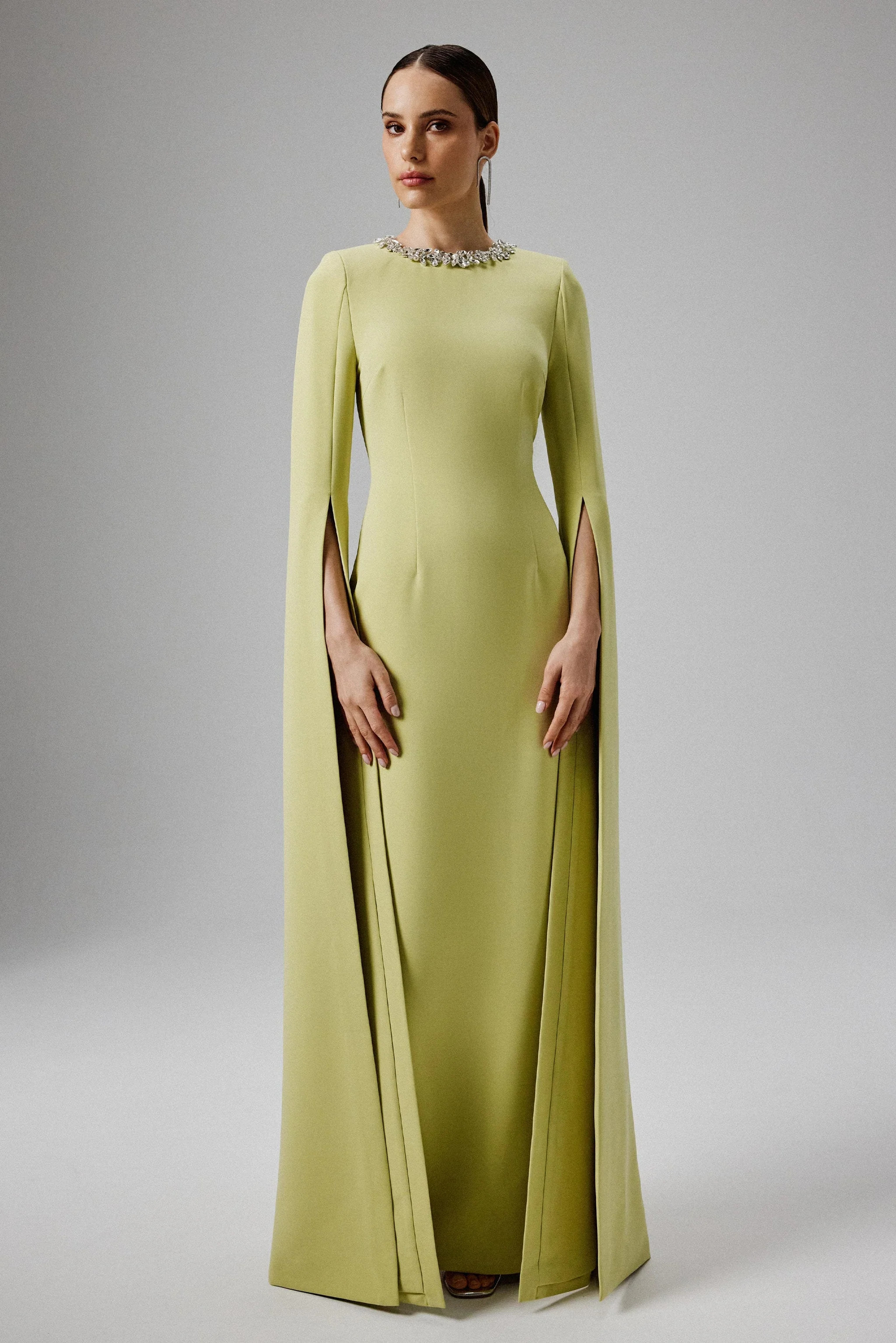 KELLY Cape Sleeve Maxi Dress in Lime Green | Lavish Alice Retail Ltd