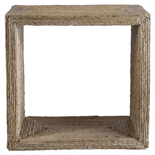 Riley Coastal Brown Woven Banana Plant Open Center Accent Side Table | Kathy Kuo Home