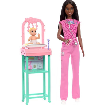 Barbie Baby Doctor Doll with Brunette Fashion 9.5" Doll, 1 Baby Doll, Furniture and Accessories | Target