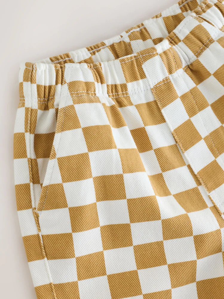 Yellow/White Checkerboard Pull On Wide Trousers (3mths-7yrs) | Next US