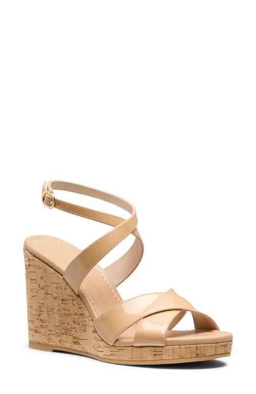 Stuart Weitzman Alyssa Ankle Strap Wedge Sandal in Adobe at Nordstrom, Size 7.5 | Nordstrom