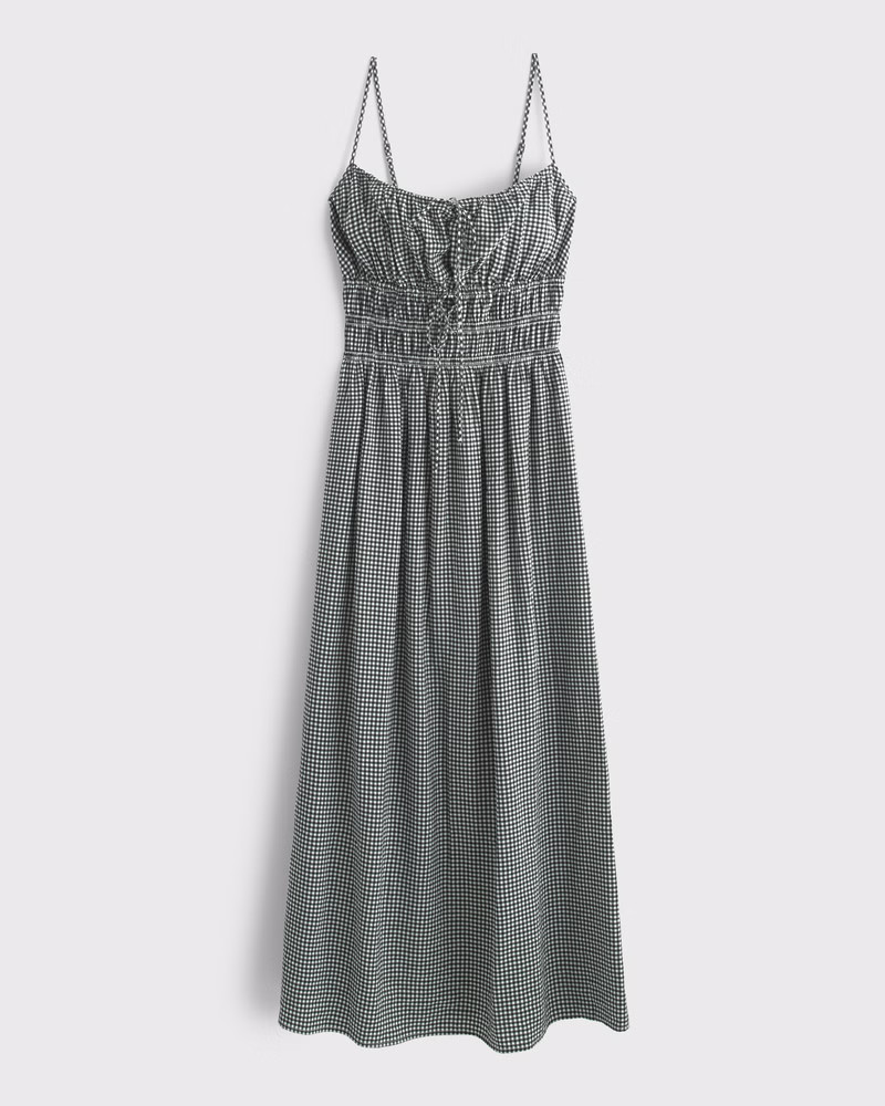 Women's Smocked Tie-Front Maxi Dress | Women's Dresses & Jumpsuits | Abercrombie.com | Abercrombie & Fitch (US)