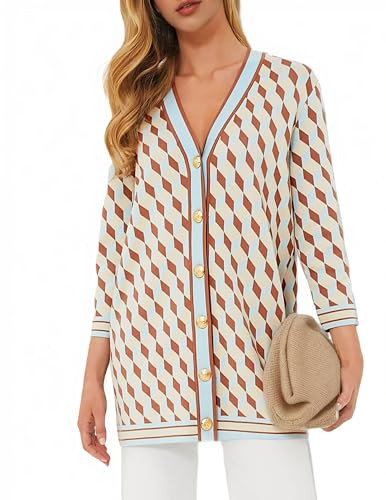 Kedera Women's Cardigan Sweaters Open Front V Neck Button Down Plaid Knit Jackets Chunky Fall Outfits 2025 | Amazon (US)