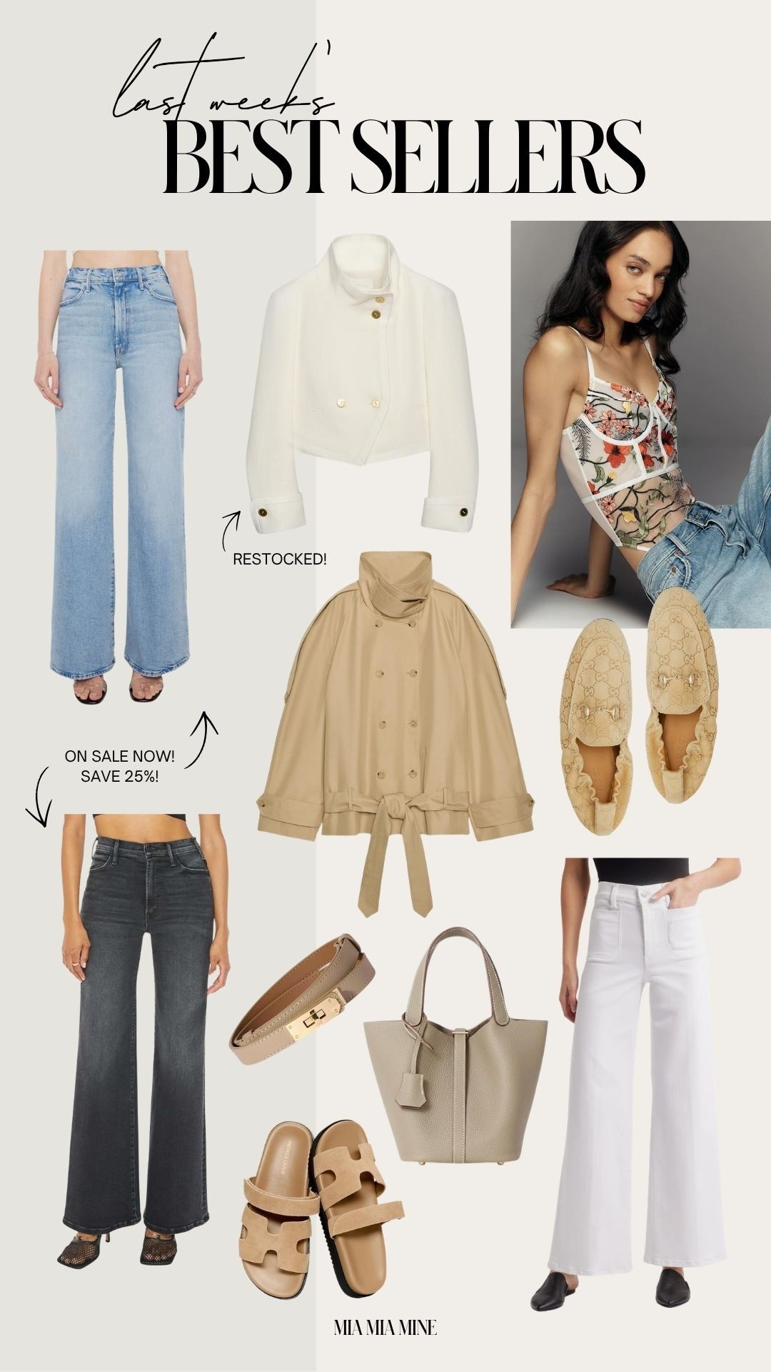 Last week’s best sellers
The most flattering jeans are 25% off right now
Mother jeans in light wash and black on sale wearing a 24 
Gucci suede loafers size up by 1/2
Gucci pendant necklace
Frame white jeans now come in off white too! Wearing a 24 run TTS
Anthropologie floral bodysuit wearing an XS
Zara viral white jacket is back in stock wearing an XS
Zara cropped trench coat back in stock!
Hermes inspired belt, bag and sandals via Amazon




#LTKPetite #LTKOver40 #LTKSaleAlert
