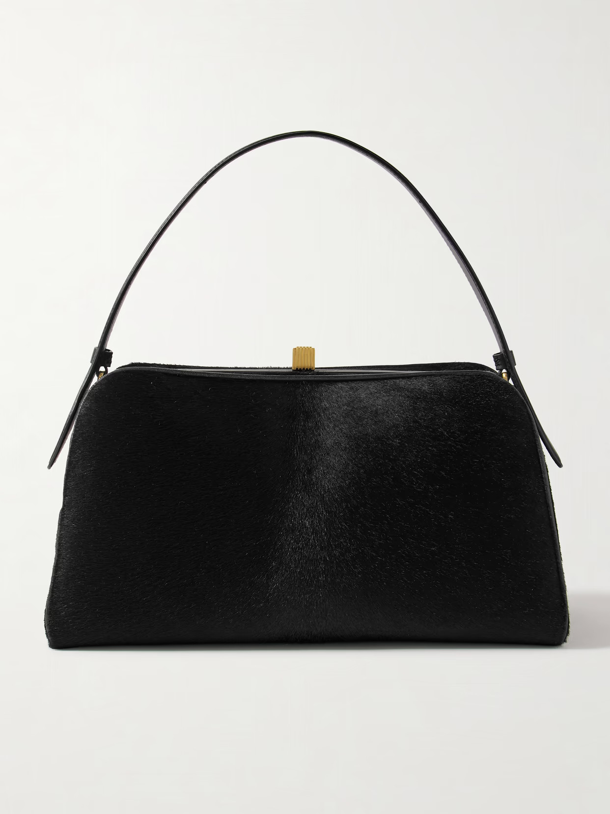 KHAITE - Cate Leather-trimmed Calf Hair Tote - Black | NET-A-PORTER (US)