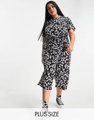 Wednesday's Girl Curve relaxed belted jumpsuit in delicate floral | ASOS (Global)