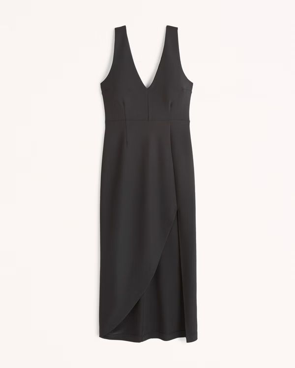 Plunge V-Neck Midi Dress | Abercrombie & Fitch (US)