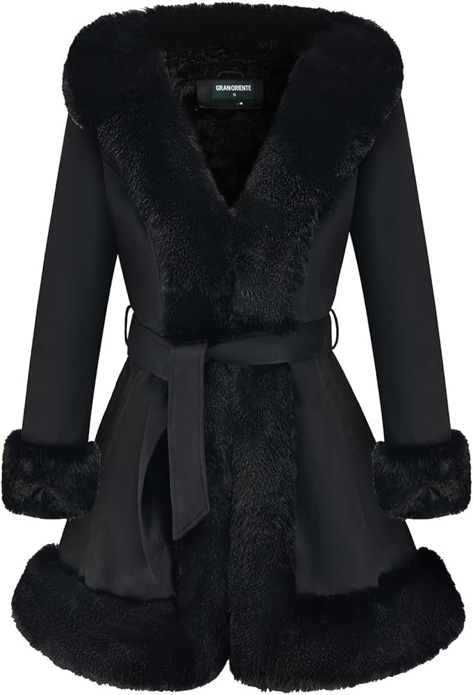 GRAN ORIENTE Women's Faux Leather Jacket with faux fur coat Collar Long Sleeve Parka with Pockets... | Amazon (US)