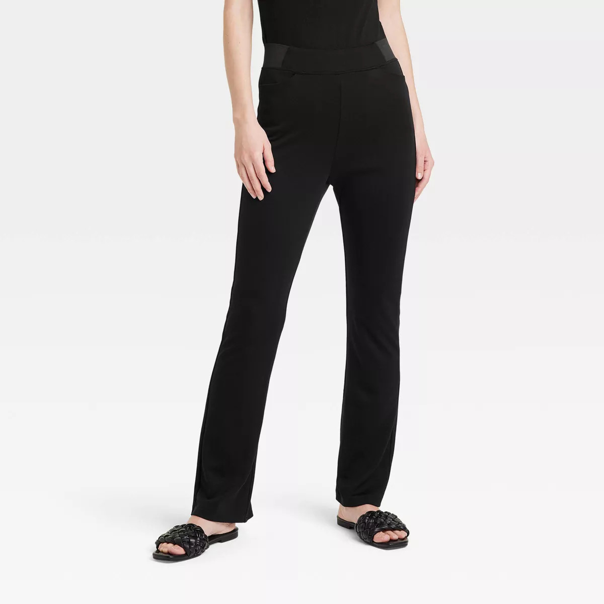 Women's High Waisted Ponte Flare Leggings with Pockets - A New Day™ Black S: Midweight Fabric | Target