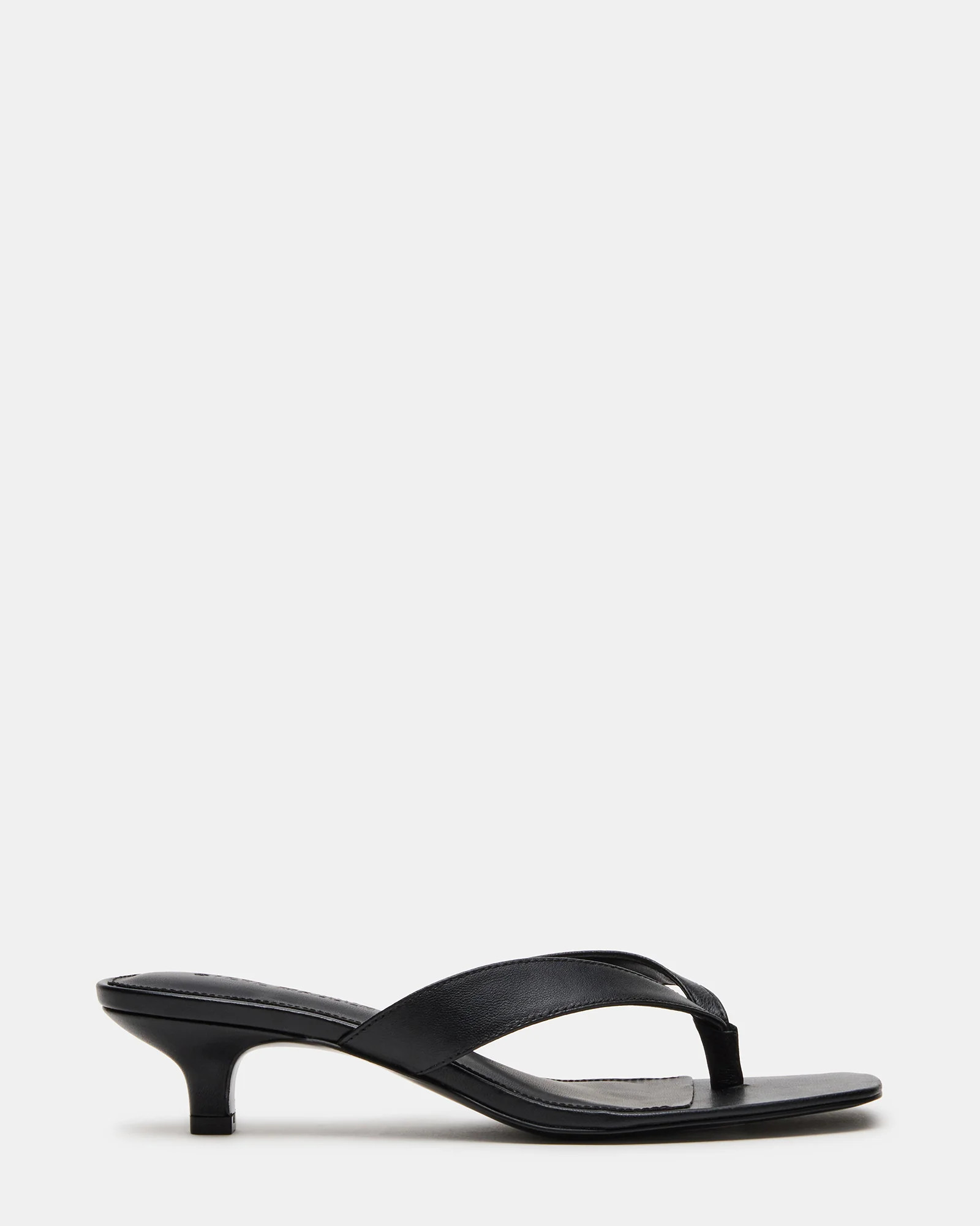 TRACIE Black Leather Thong Strap Women's Kitten Heel | Steve Madden (US)