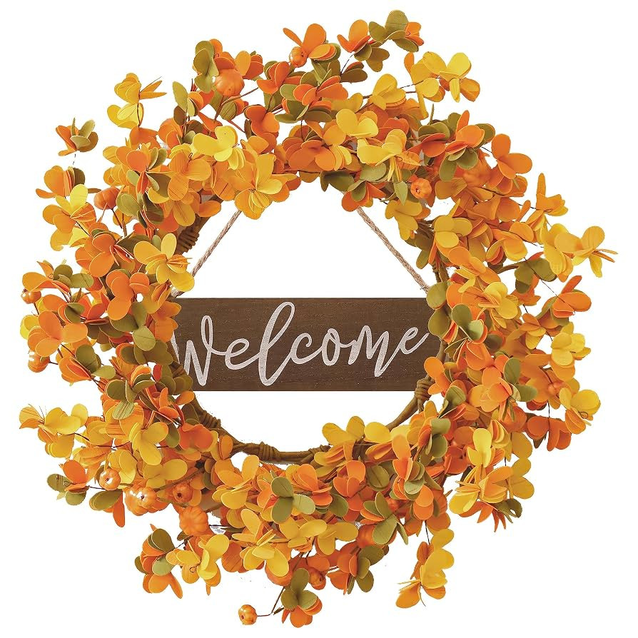 VioletEverGarden Fall Wreaths for Front Door 20 Inch Autumn Wreath Artificial Thanksgiving Wreath... | Amazon (US)