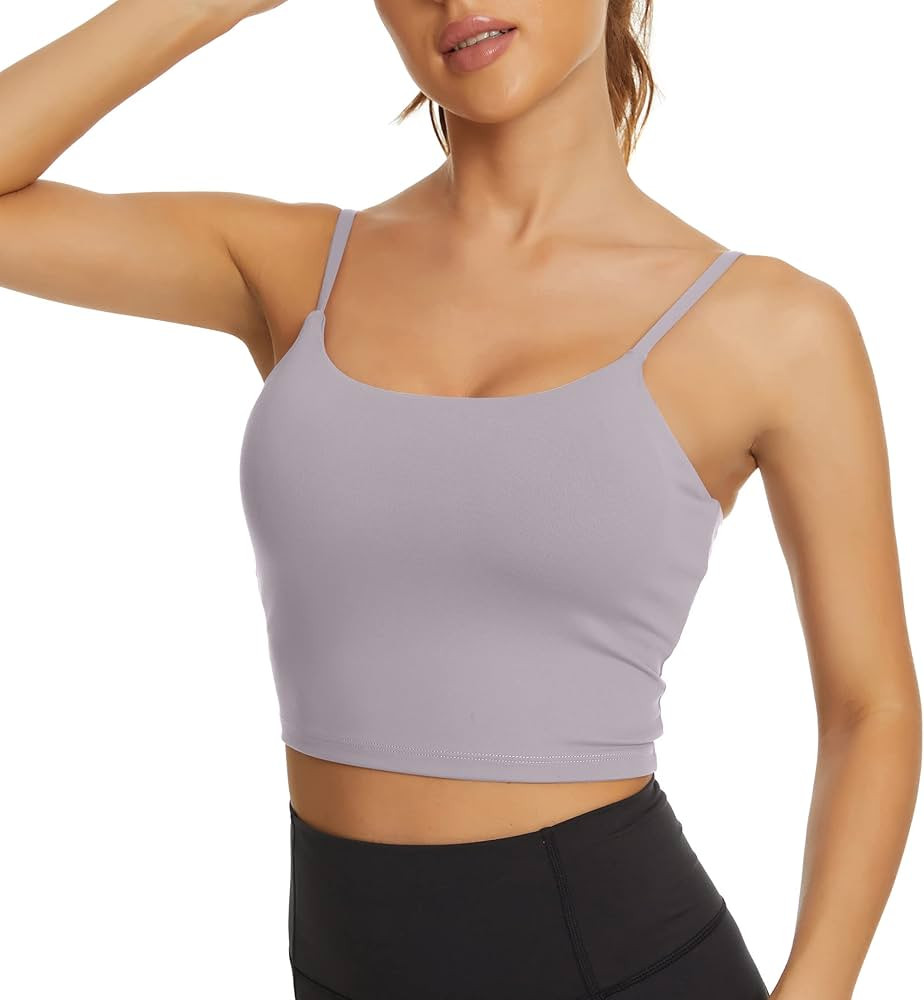Tandisk Women Padded Sports Bra Fitness Workout Running Shirts Yoga Tank Top | Amazon (US)