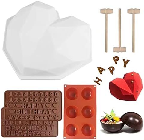 Letter Number Mold for Candy Chocolate, Breakable Chocolate Heart Mold with Hammer for Home Kitchen | Amazon (US)