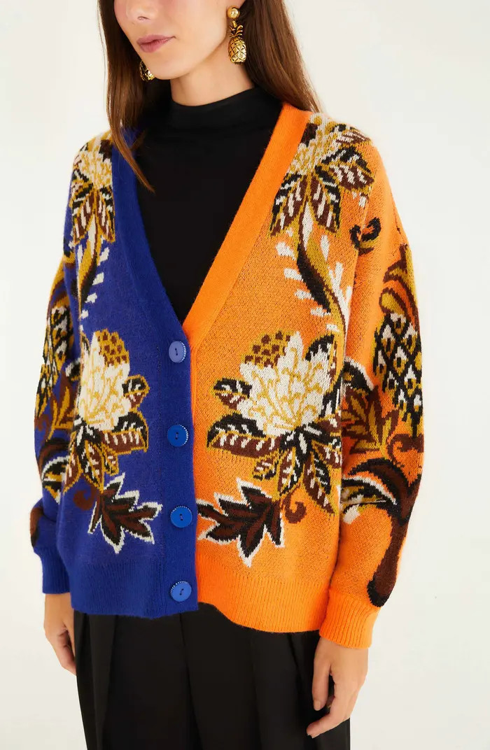 FARM Rio Arabesque Paradise Mixed Print Jacquard Cardigan | Nordstrom | Nordstrom