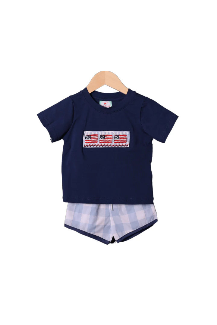 Smocked Star Spangled Flag Short Set | The Smocked Flamingo
