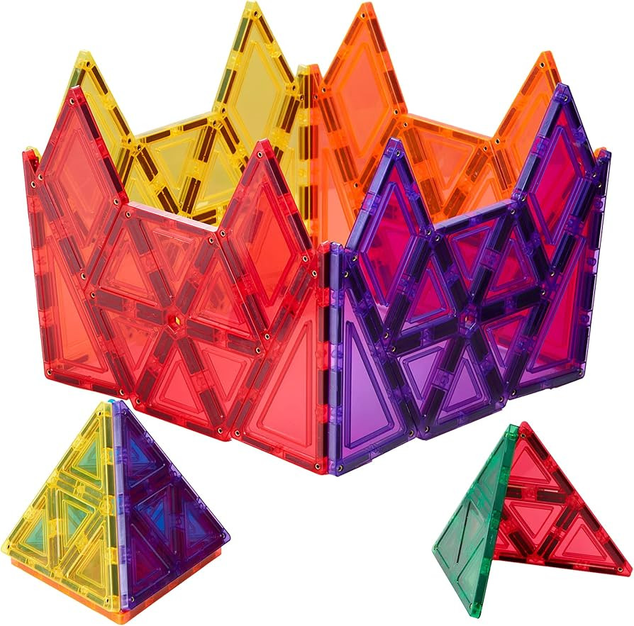 Learn & Grow Toys Geometric Pack, Magnetic Tile Building Set Locks Tiles Construction Educational... | Amazon (US)